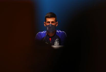 Djokovic, during his press conference in Tokyo.