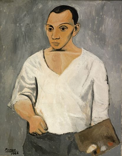 1. Pablo Picasso. 'Autorretrato con paleta', 1906. Óleo sobre lienzo, 91.9 x 73.3 cm. A. E. Gallatin Collection, 1950. Philadelphia Museum of Art.