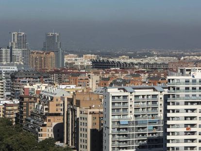 Valencia durante una alerta por contaminación, en 2017.