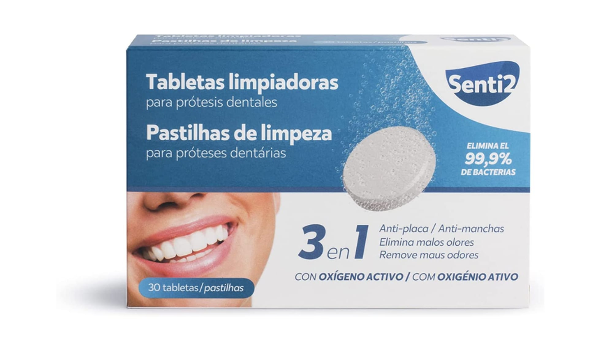 Tabletas limpiadoras para prótesis dentales, férula dental y