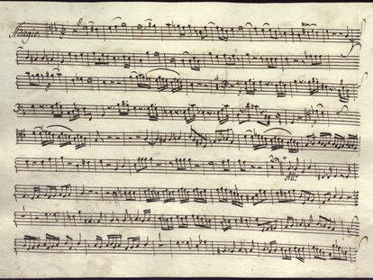 Versión manuscrita del 'Réquiem' de Mozart encontrada en la Catedral de Pamplona.