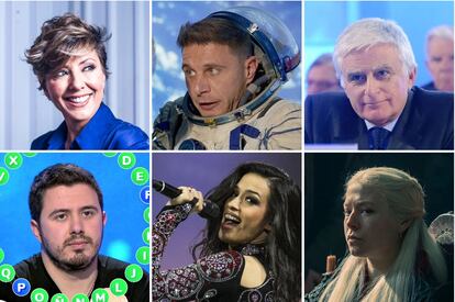 De izquierda a derecha y de arriba abajo: Sonsoles Ónega, Joaquín, Paolo Vasile, Orestes Barbero, Chanel y Emma D'Arcy.