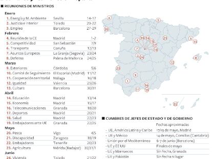 El mapa de la presidencia española