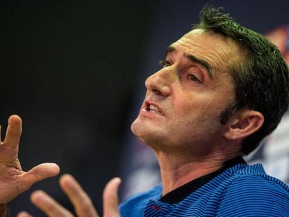 Valverde, en la sala de prensa de la Ciudad Deportiva. 