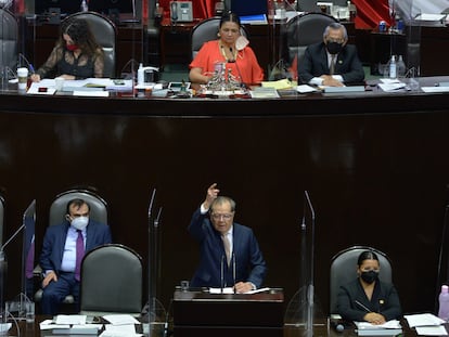 Porfirio Muñoz Ledo diputado de Morena, durante la Sesión Ordinaria el 22 de abril del 2021 en la Cámara de Diputados.