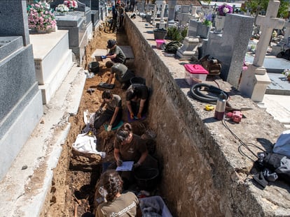 Exhumaciones de la Asociación Comisión de la Verdad de San Sebastián de los Reyes (ACVSSR) en el cementerio de Colmenar Viejo.