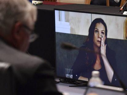 Mel Silva, directora general de Google Australia y New Zealand, en una comparecencia telemática ante el Senado australiano, el viernes.