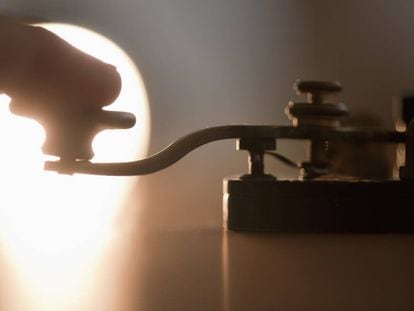 Interruptor de una antigua máquina telegráfica de código Morse.