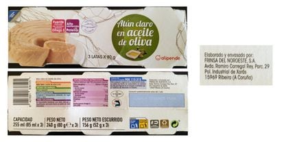 Alipende es la marca blanca de AhorraMás, la cadena de supermercados madrileños con presencia también en parte de Castilla-La Mancha. En su caso las variedades de atún también están fabricadas por Frinsa.