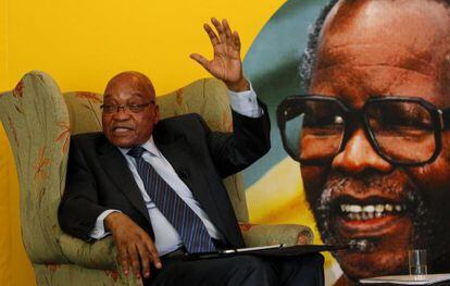 Zuma, en su encuentro con periodistas en Johanesburgo.