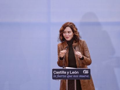 La presidenta de la Comunidad de Madrid, Isabel Díaz Ayuso, en acto del partido de Valladolid, el pasado martes 8 de febrero.