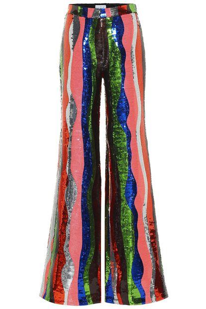 Halpern es una firma londinense conocida por sus prendas festivas de colores llamativos. Un espíritu que queda muy bien representado en estos pantalones disco con silueta de campana.