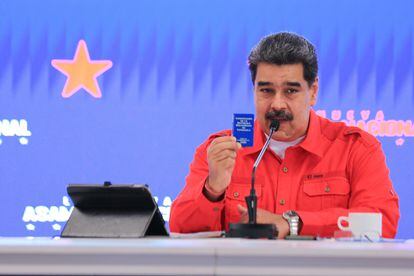 Nicolás Maduro durante una comparecencia este lunes en Caracas.