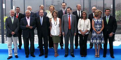 Mariano Rajoy y los barones del Partido Popular en El Escorial.
