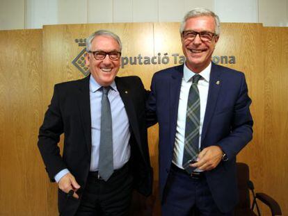 Josep Poblet (esquerra) i Josep Fèlix Ballesteros, després d'anunciar l'acord.