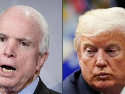 A la izquierda, el senador John McCain y a la derecha, el presidente de EE UU, Donald Trump.