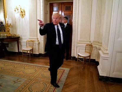 El presidente de EE UU, Donald Trump, el lunes tras una reunión en la Casa Blanca.