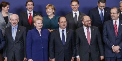 Foto de los líderes europeos en la cumbre de hoy en Bruselas.
