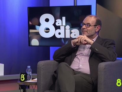 Òscar Escuder, presidente de la Plataforma per la lengua, en 8TV.