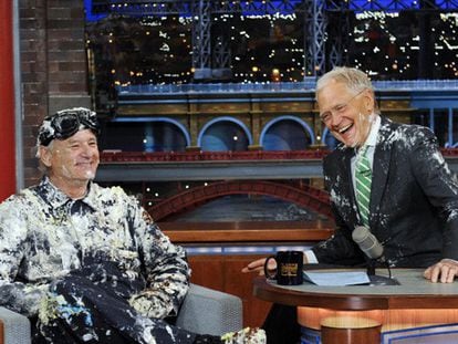 Letterman, con Bill Murray en su penúltimo programa.
