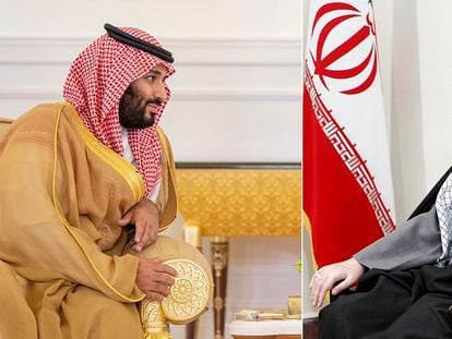 El príncipe de Arabia Saudí, Mohammed Bin Salmán (a la izquierda), y el líder supremo de Irán, Alí Jamenei./ Getty Images