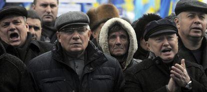 Partidarios del presidente Yanukóvich se manifiestan en Kiev.