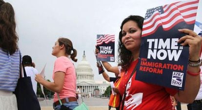 Protesta por reforma migratoria ante el Capitolio en Washington, EE UU