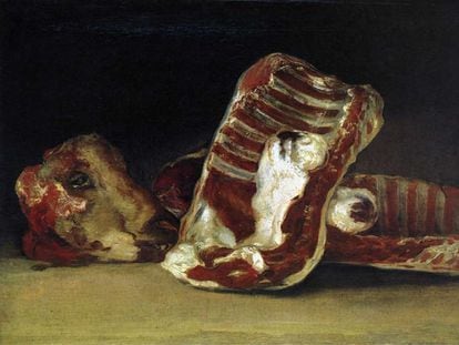 'Bodegón con costillas, lomo y cabeza de cordero', pintado por Goya entre 1808 y 1812.