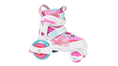 Patines de 4 ruedas en linea para niña, color rosa talla mediana