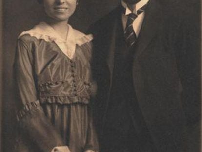 Juan Ramón Jiménez y Zenobia Camprubí, el día de su boda en Nueva York en 1916.