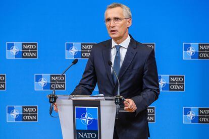 El secretario general de la OTAN, Jens Stoltenberg, en una rueda de prensa este lunes, 31 de mayo, en Bruselas.
