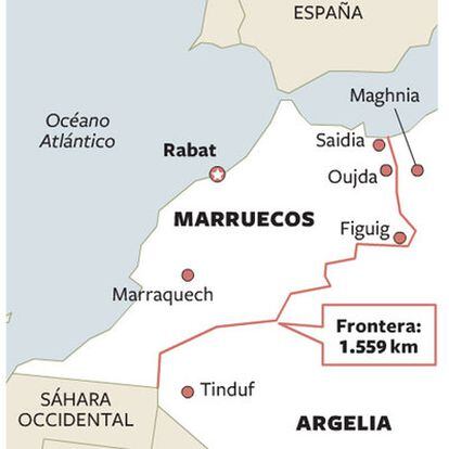La frontera entre Marruecos y Argelia