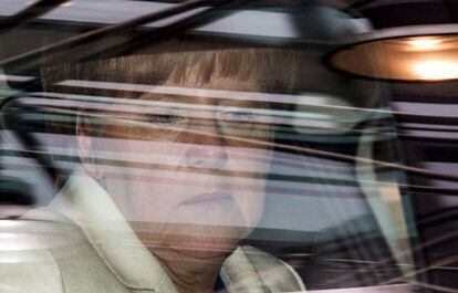 La canciller Angela Merkel, al llegar a la cumbre celebrada en Bruselas el domingo 12 de julio.