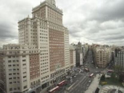 Edificio Espa&ntilde;a, en Madrid, en Plaza de Espa&ntilde;a.