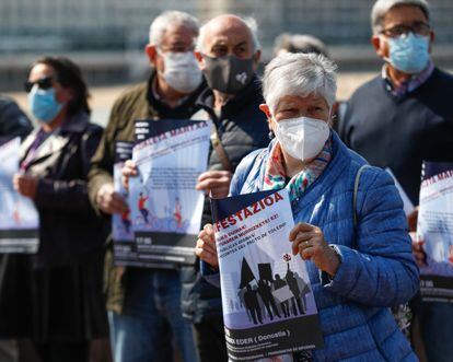 Pensionistas protestan en San Sebastián por una mejora de la jubilación, el pasado mayo.