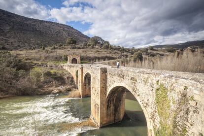 El río Ebro a su paso por el puente de Pesquera de Ebro.