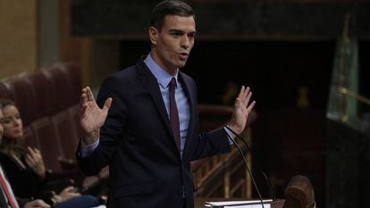 Pedro Sánchez, en la sesión parlamentaria del miércoles, 12 de diciembre.