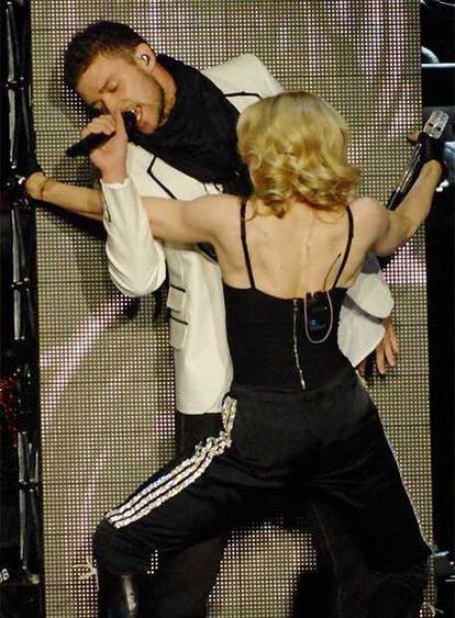 Madonna, con Justin Timberlake en el concierto.