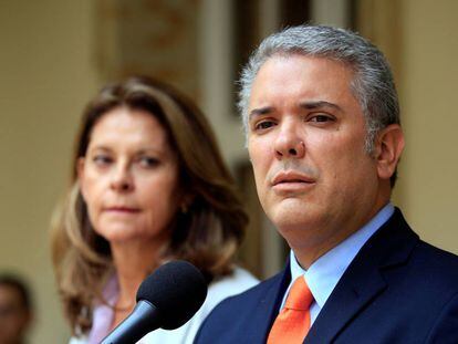 El presidente electo de Colombia, Iván Duque, junto a su vicepresidenta, Marta Lucía Ramirez.
