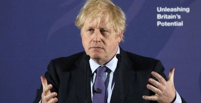 El primer ministro británico, Boris Johnson, este lunes al anunciar su voluntad de un acuerdo de mínimos con la UE.  