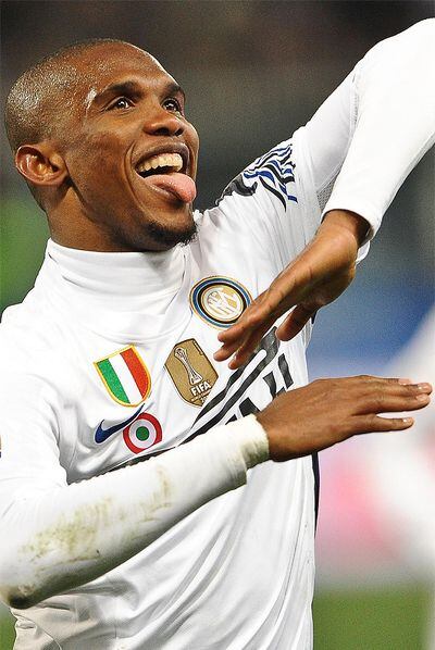 Eto'o celebra un gol con el Inter de Milán.