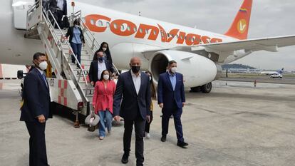 Jorge Rodríguez, presidente de la Asamblea Nacional de Venezuela, encabeza la delegación del Gobierno venezolano, este viernes en la Ciudad de México.