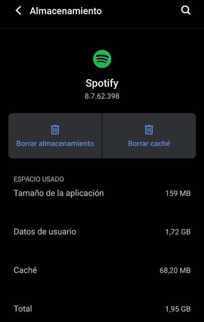 Almacenamiento Spotify