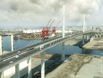 Maqueta del puente que construye FCC en Long Beach (California).