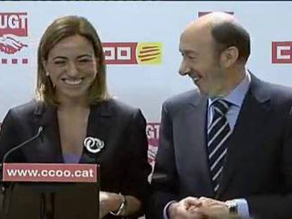 Rubalcaba y Chacón juntos por primera vez durante la campaña electoral