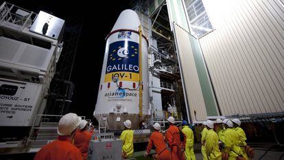 Preparativos para el lanzamiento de un módulo del sistema Galileo desde la base de Kourou, en la Guyana francesa.