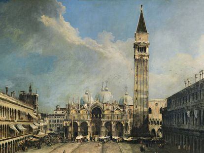 La plaza de San Marcos de Venecia, de Canaletto, restaurada por financiación participativa en el Museo Thyssen.