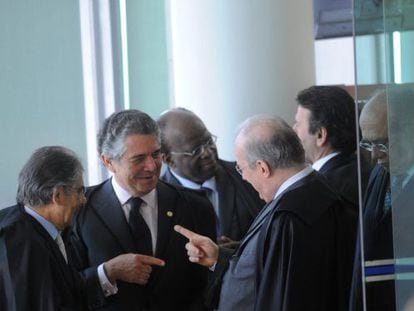 Algunos de los jueces del Tribunal Supremo de brasil, durante la sesi&oacute;n del juicio de este mi&eacute;rcoles.