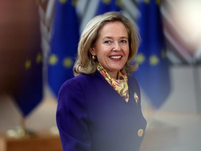 La vicepresidenta primera del gobierno, Nadia Calviño, el mes pasado en Bruselas.