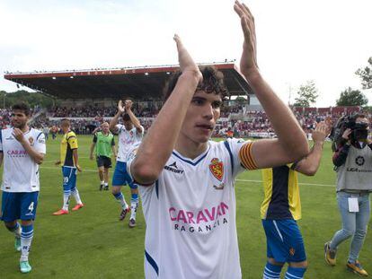 Vallejo, tras ganar al Girona en las semifinales del ascenso a Primera.